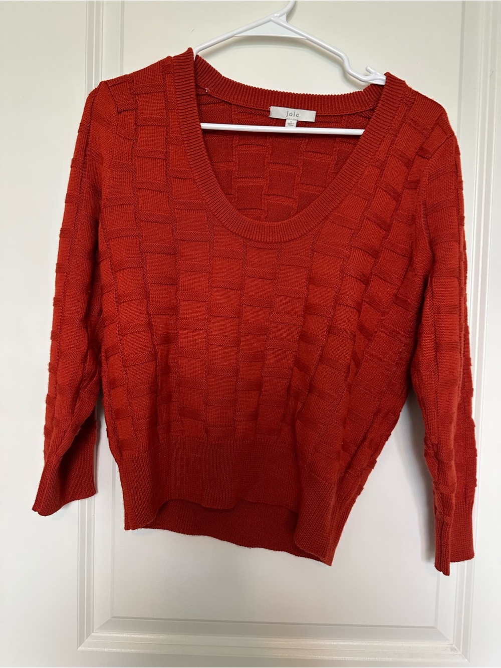 Joie Women's Bright Red Textured Scoop Neck Sweater